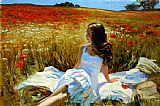 Picnic Canvas Paintings - Picnic amongst the Poppies